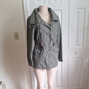 Sound And Matter Lightweight Olive Green Parka Jacket Size Small
